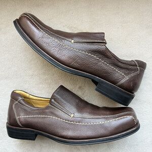 Sandro Moscolini Brown Pebble Distressed Leather Loafer Shoes Men 10.5 D Casual